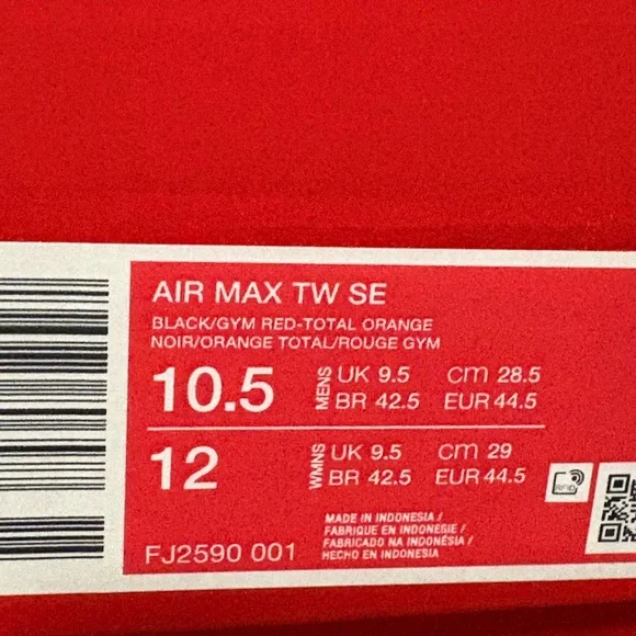 New Nike Air Max TW SE Total Orange Red Black Mens Sneakers Retro Athletic Shoes - Picture 16 of 16